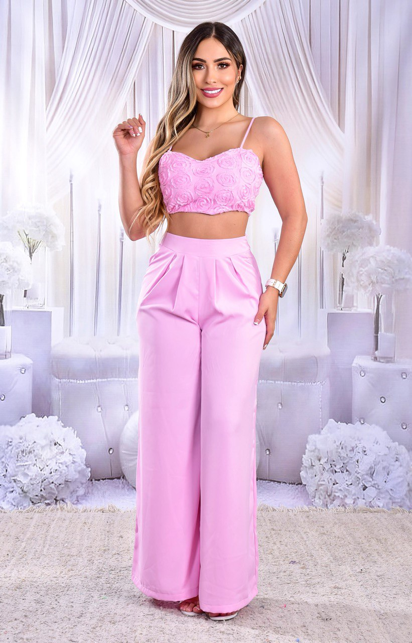 Blusa Palazzo Dos Piezas Dos Piezas En Gasa Blusa Asimétrica - Main Image